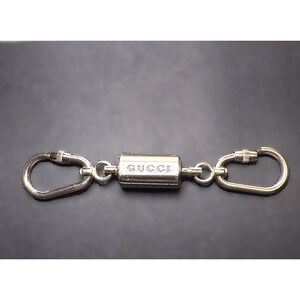 Gucci Double Carabiner Ring Gimmick Keychain Stainless Keyring Bag Charm Hook